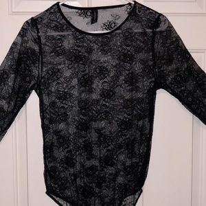 Black sheer body suit